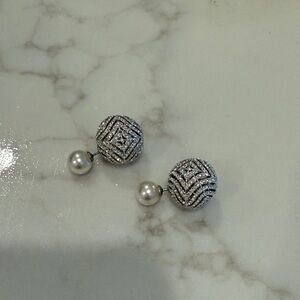 Silver and Pearl Drop Earrings